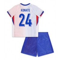 Echipament fotbal Franţa Ibrahima Konate #24 Tricou Deplasare European 2024 pentru copii maneca scurta (+ Pantaloni scurti)